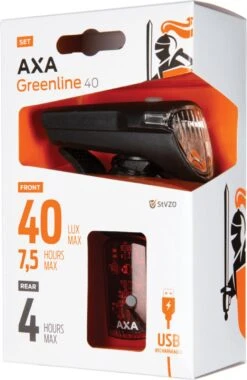 AXA Greenline 40 Lux - LED Fietslampjes Voor En Achter - Fietsverlichting USB Oplaadbaar -Fietsenwinkel 781x1200