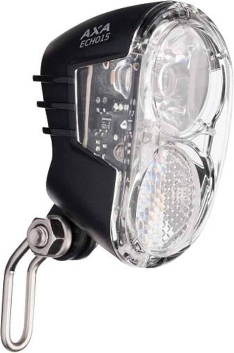 Axa Koplamp Echo 15 Lux Led Naafdynamo/fietsaccu Voorvork Zwart 1 Axa Koplamp Echo 15 Lux Led Naafdynamo/fietsaccu Voorvork Zwart