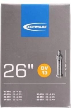 Schwalbe Binnenband - DV13 - 26 Inch X 1.50 - 2.40 - Hollands Ventiel - 40mm 20 Schwalbe Binnenband - DV13 - 26 Inch X 1.50 - 2.40 - Hollands Ventiel - 40mm -Fietsenwinkel 795x1200 1