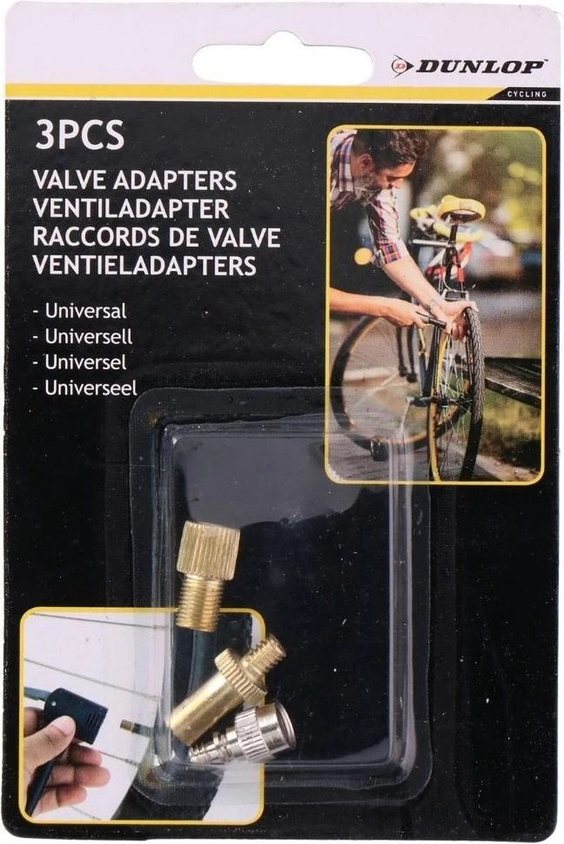 Dunlop Fietsventiel - Set 3 Stuks - Verloopnippel - Frans Ventiel - Universeel - Ventiel Voor Fiets - Band 2 Dunlop Fietsventiel - Set 3 Stuks - Verloopnippel - Frans Ventiel - Universeel - Ventiel Voor Fiets - Band - Afbeelding 2