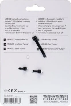 Simson Future Fietsverlichting Koplamp 30 Lux - LED - Oplaadbaar -Fietsenwinkel 812x1200