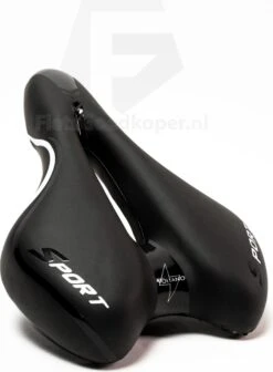 Voltano Sport Fietszadel Iclusief Zadelstrop – Gel Trekking Zadel – Met Uitsparing – Unisex - Zwart