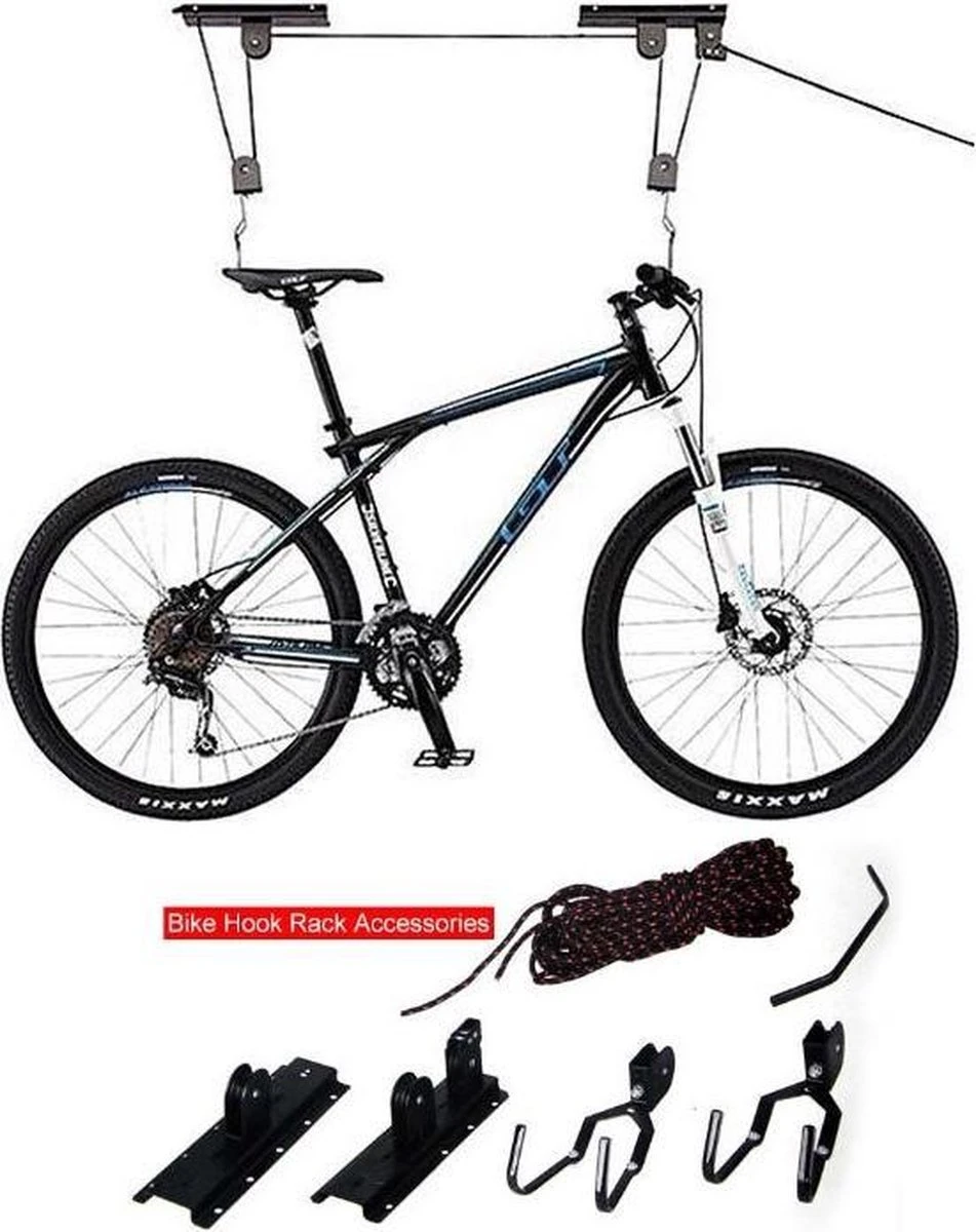 Merkloos Decopatent® Fietslift Ophangsysteem - Ophangen Fiets Aan Plafond - Fietstakel - Fietshaak - Dubbele Fietsophangsysteem Met Katrol 5 Merkloos Decopatent® Fietslift Ophangsysteem - Ophangen Fiets Aan Plafond - Fietstakel - Fietshaak - Dubbele Fietsophangsysteem Met Katrol - Afbeelding 5