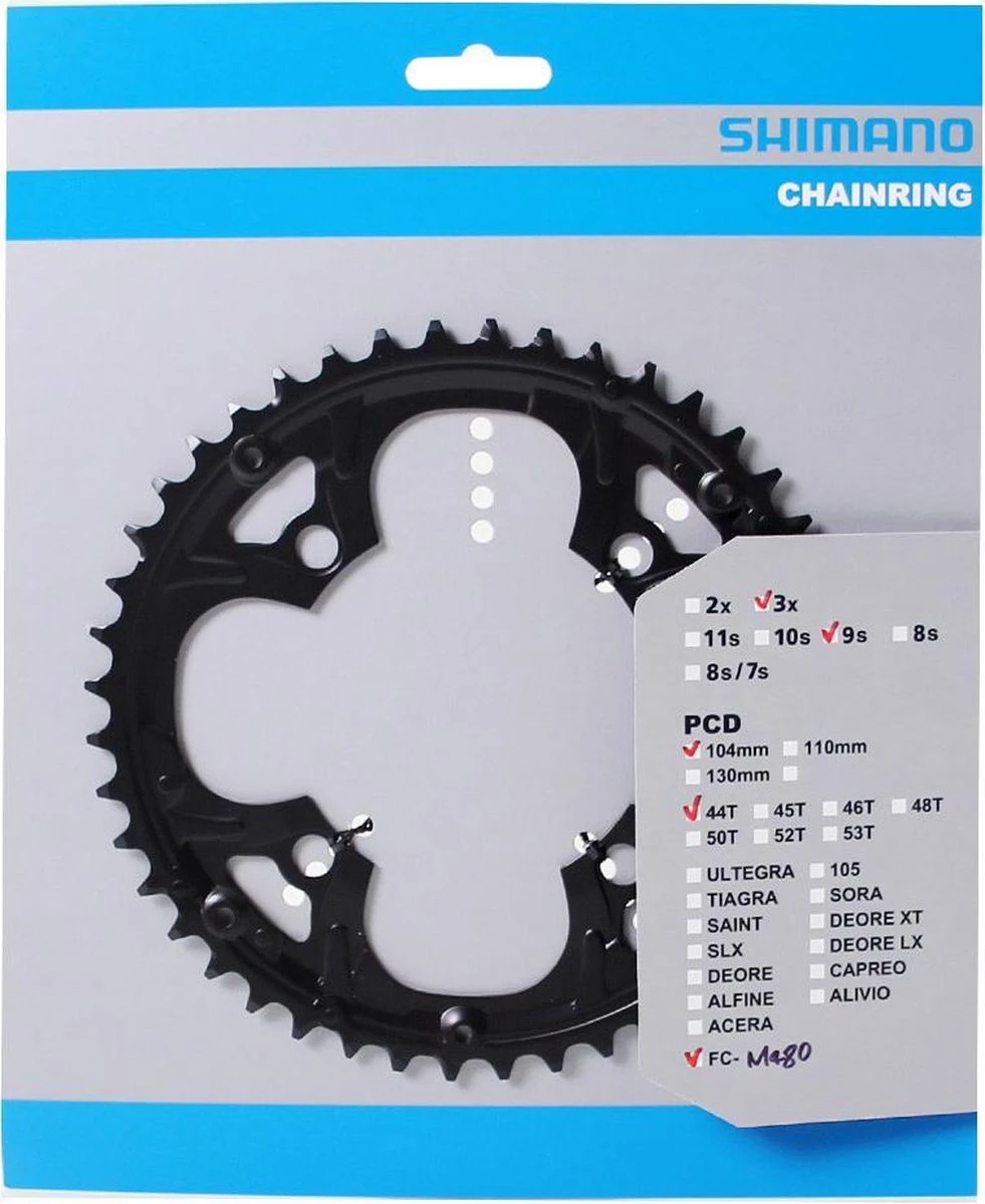 Kettingblad 44T Shimano Deore FC-M480 - Zwart 4 Kettingblad 44T Shimano Deore FC-M480 - Zwart - Afbeelding 4